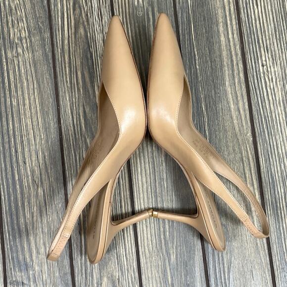 Stuart Weitzman Eva Women Pointed Toe Slingback Pumps Heels Fawn Beige Sz 10.5B - Picture 6 of 12